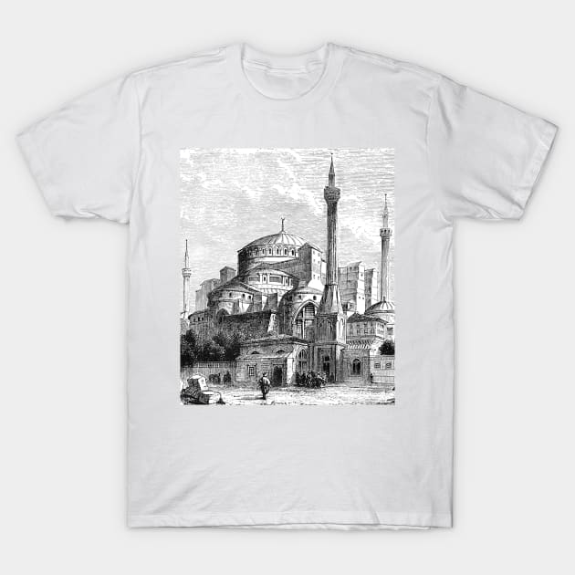 Church Basilica of Hagia Sophia Mosque Constantinople in Turkey T-Shirt by Marccelus